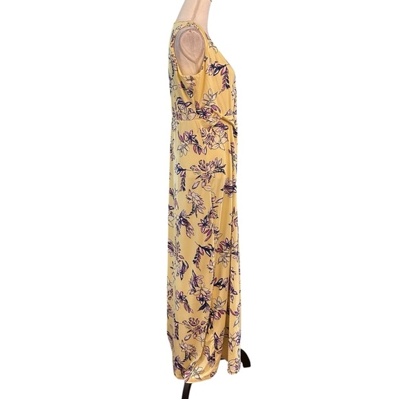 Nina Leonard Sleeveless Faux Wrap Maxi Dress Women’s SZ Large in Yellow Floral - Picture 5 of 8